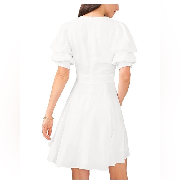 1.STATE Women's V-Neck Tiered Bubble Puff Sleeve Mini Dress - Picture 3 of 4